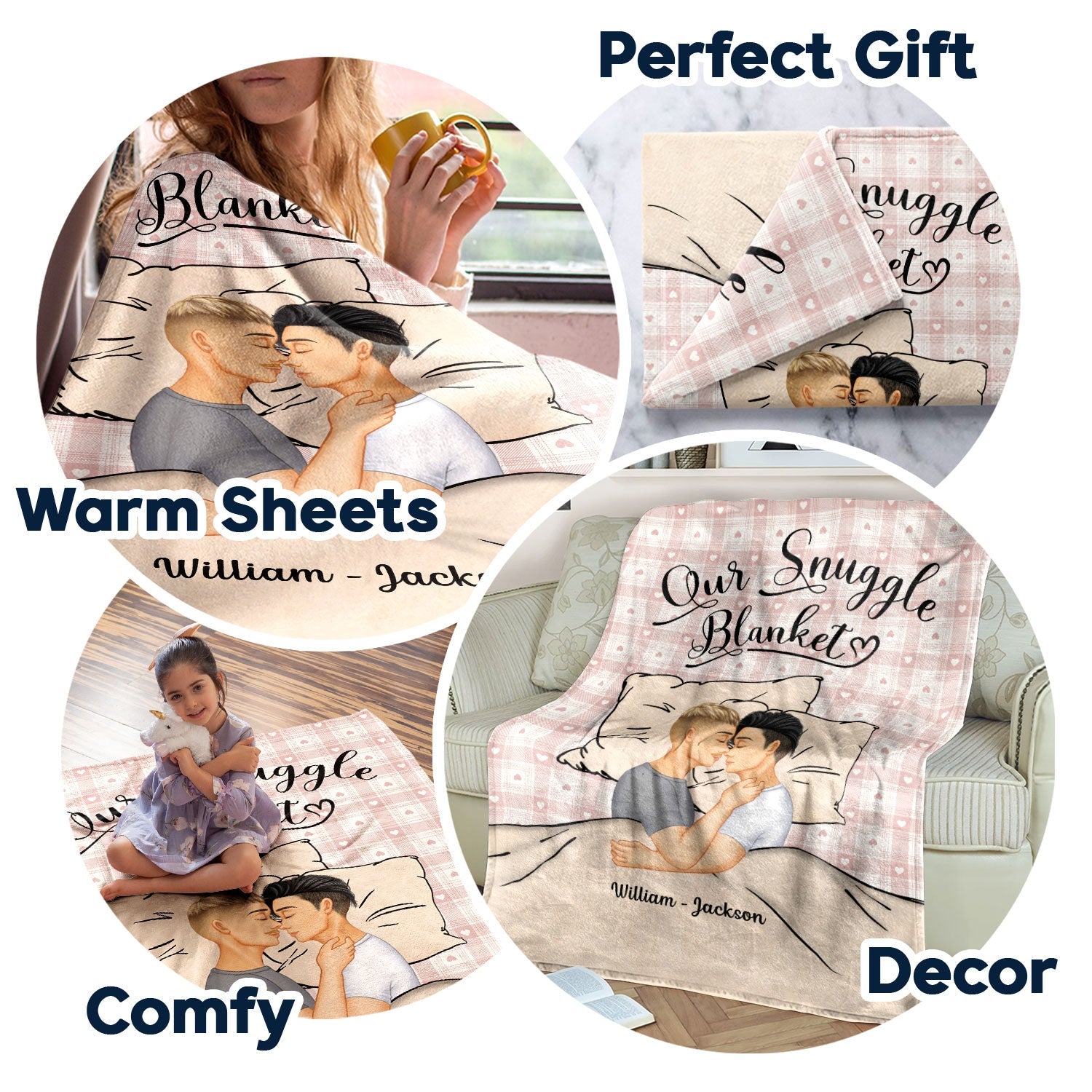 Side View Couple Our Snuggle Blanket - Gift For Couples - Personalized Fleece Blanket