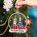 Christmas Family With Pets Custom Name - Gift For Family - Personalized 2-Layered Mix Ornament