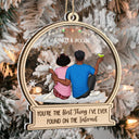 Christmas Couple Backside Couple Best Thing On The Internet - Gift For Couples - Personalized 2-Layered Mix Ornament