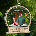 Christmas Couple Backside Couple Best Thing On The Internet - Gift For Couples - Personalized 2-Layered Mix Ornament