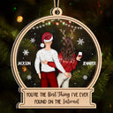 Christmas Couple Backside Touching Best Thing On The Internet - Gift For Couples - Personalized 2-Layered Mix Ornament