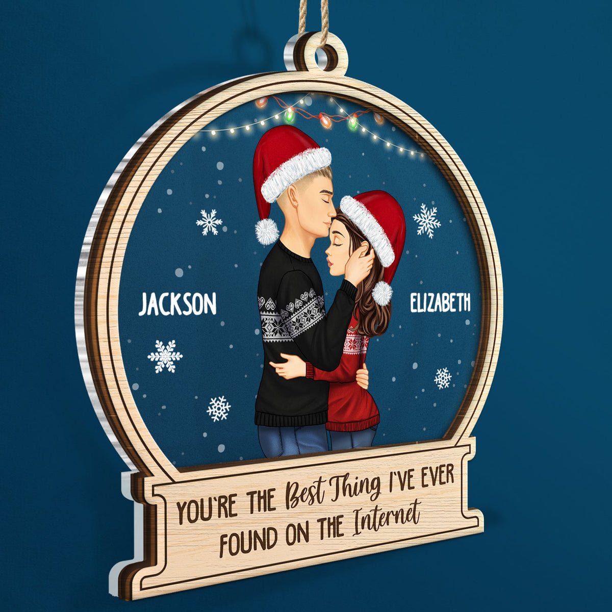 Christmas Side View Couple Best Thing On The Internet - Gift For Couples - Personalized 2-Layered Mix Ornament