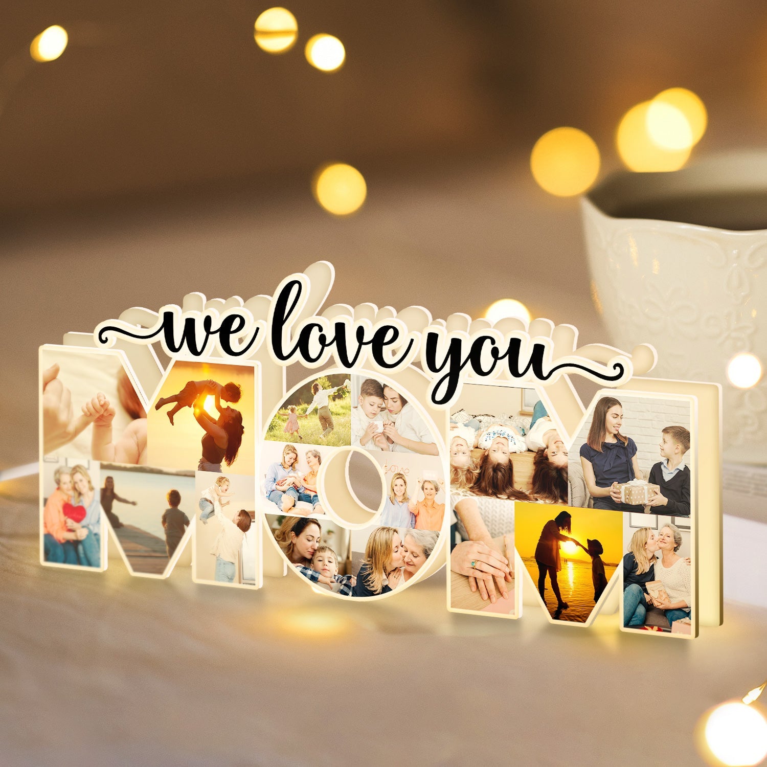 Custom Photo Mom We Love You - Gift For Mother - Personalized Custom Shaped Photo Light Box