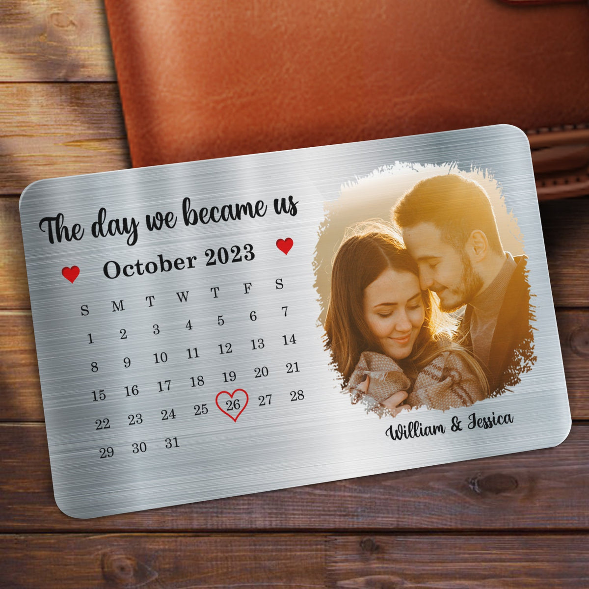 Custom Photo The Day We Became Us - Gift For Couples - Personalized Aluminum Wallet Card