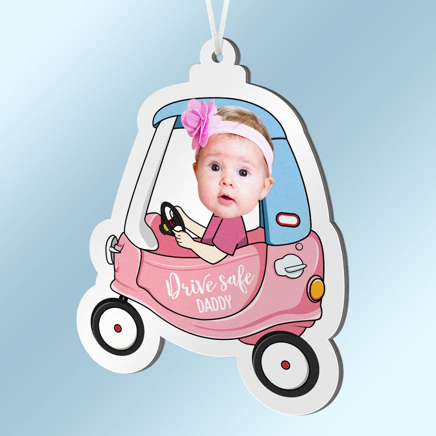 Custom Photo Drive Safe Daddy - Birthday, Loving Gift For Dad, Father, Papa, Grandpa - Personalized Photo Air Freshener