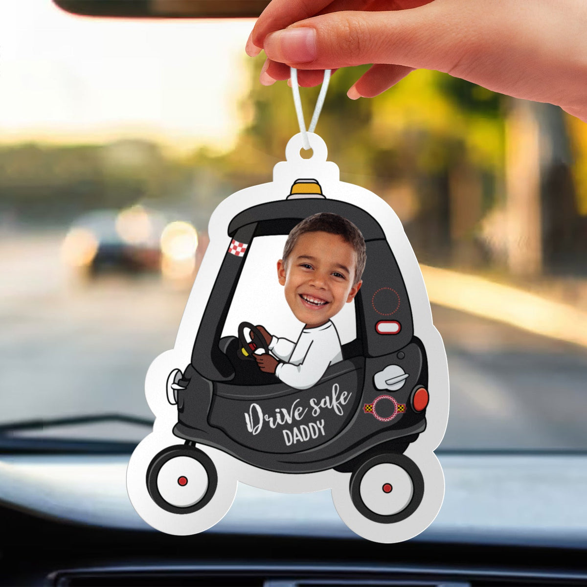 Custom Photo Drive Safe Daddy - Birthday, Loving Gift For Dad, Father, Papa, Grandpa - Personalized Photo Air Freshener