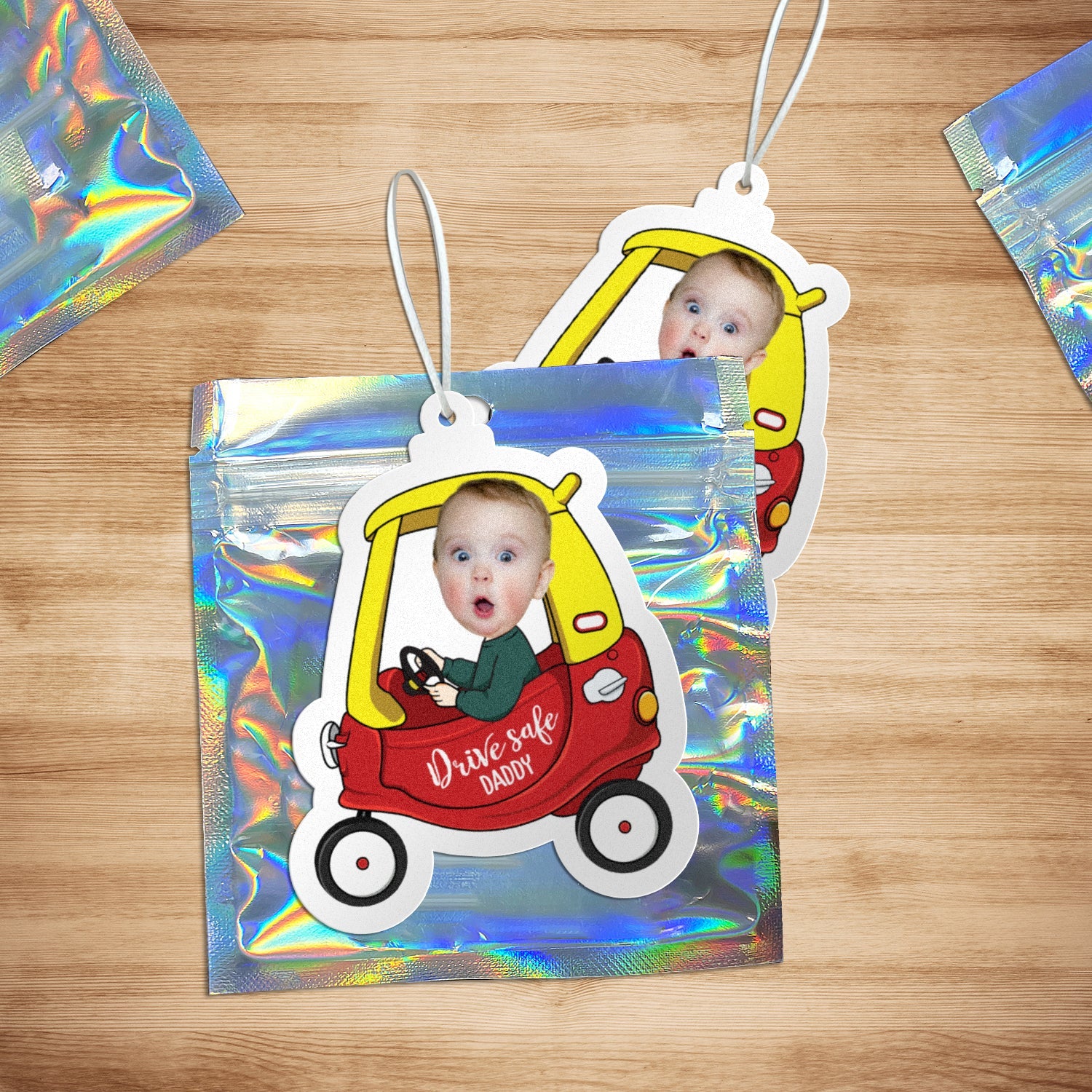 Custom Photo Drive Safe Daddy - Birthday, Loving Gift For Dad, Father, Papa, Grandpa - Personalized Photo Air Freshener