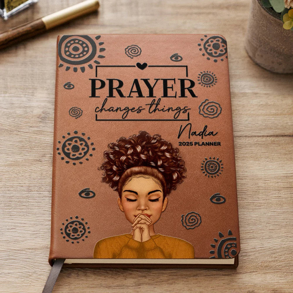 Afro,Gift For Women,Love - Prayer Changes Things Afro - Personalized Leather Journal