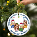 Friendships May Start At The Workplace Christmas Colleagues - Personalized Circle Ceramic Ornament