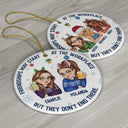 Friendships May Start At The Workplace Christmas Colleagues - Personalized Circle Ceramic Ornament