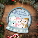 Christmas Snowman Life Is Better With Grandkids - Personalized 2-Layered Wooden Ornament