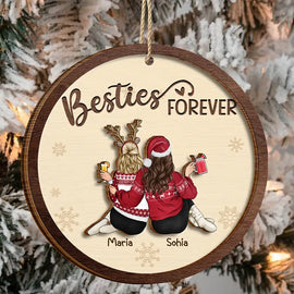 Gift For Bestie, Gift For Sisters - Besties Forever Soul Sisters - Personalized 2-Layered Wooden Ornament