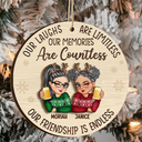 Gift For Bestie, Gifts For Colleagues - Besties Our Laughs Are Limitless Christmas - Personalized 2-Layered Wooden Ornament