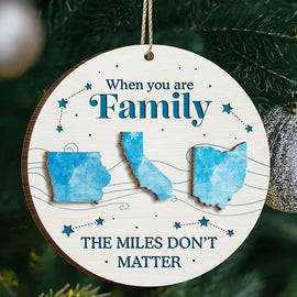 Family, Parents, Gift For Grandparents - Long Distance The Miles Don't Matter Christmas - Personalized 2-Layered Wooden Ornament