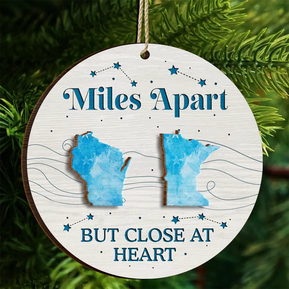 Family, Parents, Gift For Grandparents - Long Distance The Miles Don't Matter Christmas - Personalized 2-Layered Wooden Ornament