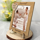 Wedding, Gift For Couples, Gift For Husband, Gift For Wife, Gift For Boyfriend, Gift For Girlfriend  - Custom Photo Engagement Couple - Personalized 2-Layered Wooden Plaque With Stand
