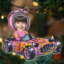 Gift For Kids - Custom Photo Racing Kid Toy Car Cute Racer - Personalized Cutout Acrylic Ornament