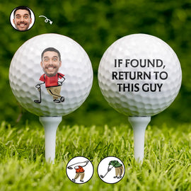 Golf, Sport Dad, Gift For Women, Gift For Father, Gift For Grandpa, Gift For Yourself - Custom Photo If Found Return To This Guy Funny Art - Personalized Golf Ball
