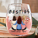 Gift For Bestie, Gifts For Colleagues, Gift For Sisters - Besties Sisters Friends - Personalized Stemless Wine Glass
