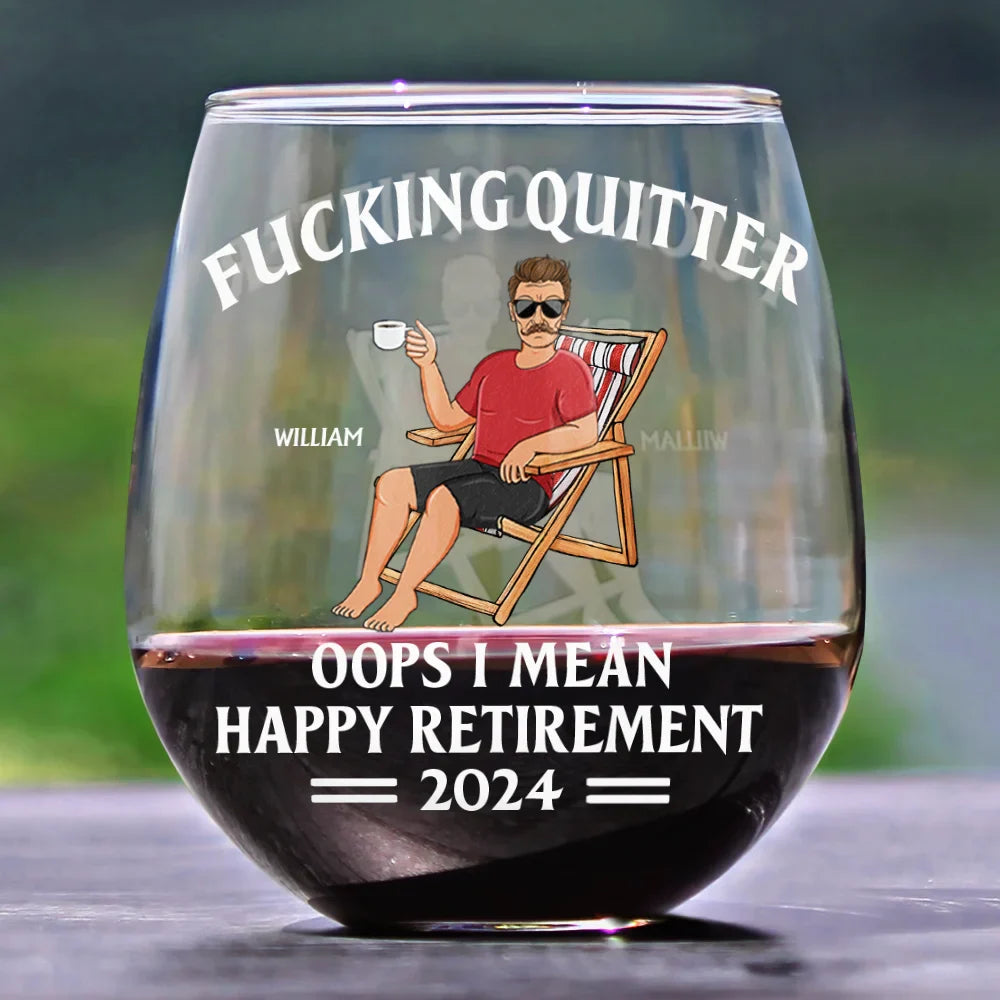 Retirement, Gift For Yourself, Gift For Women, Gift For Men, Gift For Grandparents - Oops I Mean Happy Retirement - Personalized Stemless Wine Glass
