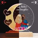 Mother & Daughter Love You To The Moon And Back - Birthday, Loving Gift For Mom, Grandma, Grandmother, Granddaughter - Personalized Custom 3D Led Light Wooden Base