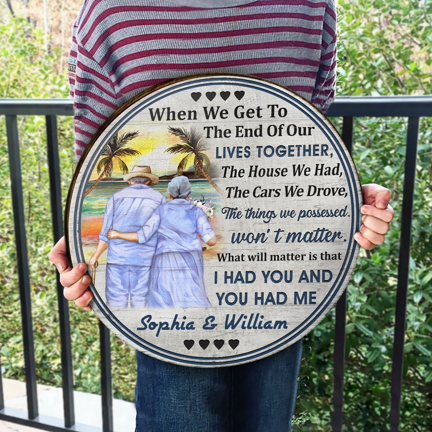 Personalized Beach Old Couple When We Get Custom Wood Circle Sign