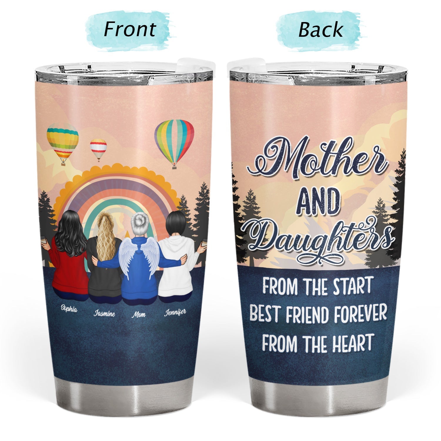 Mother And Daughter Linked Together - Personalized Custom Tumbler