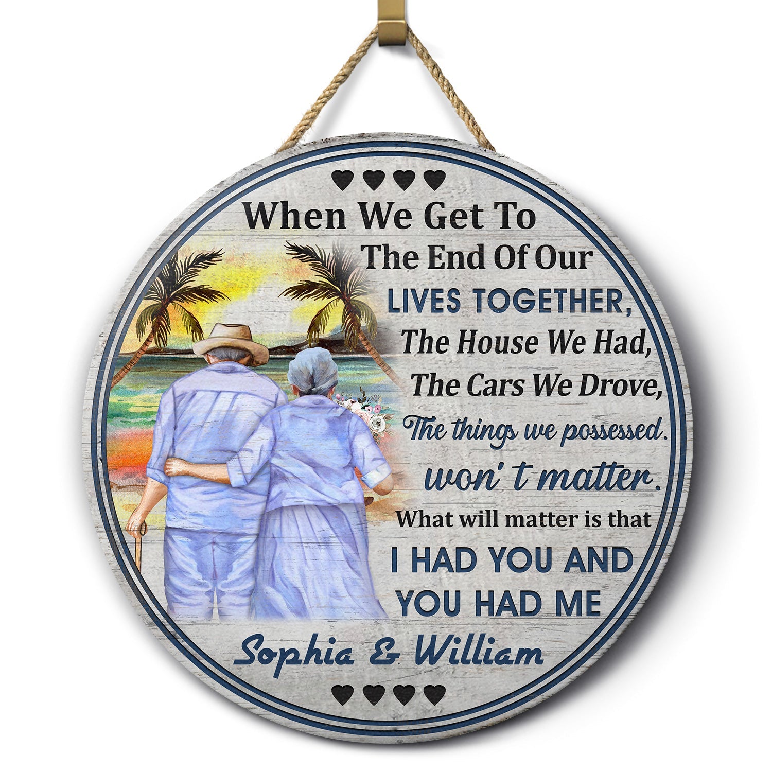 Personalized Beach Old Couple When We Get Custom Wood Circle Sign