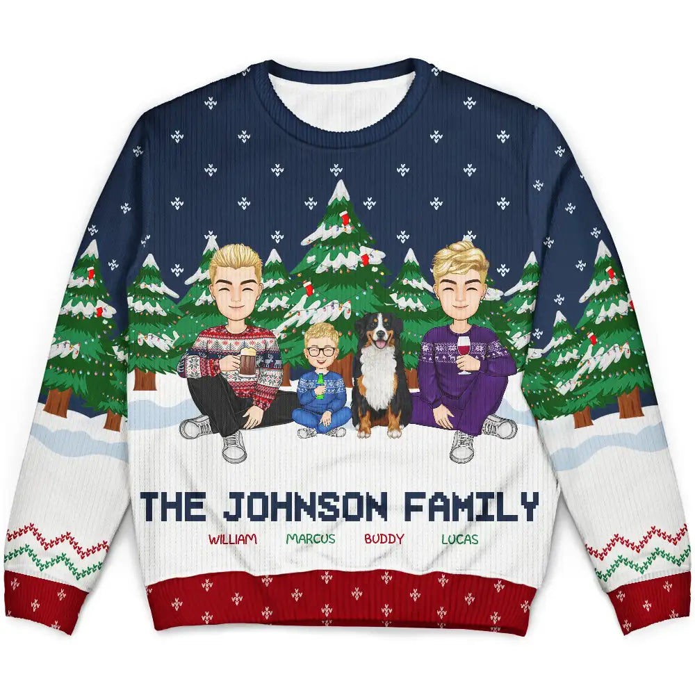 Christmas Pride Family In The Forest A Whole Lot Of Love - Personalized Unisex Ugly Sweater