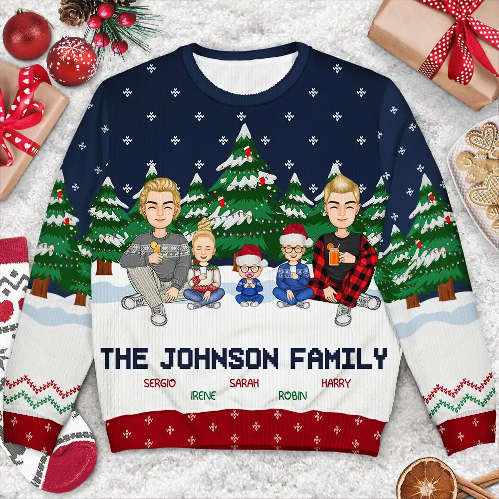 Christmas Pride Family In The Forest A Whole Lot Of Love - Personalized Unisex Ugly Sweater