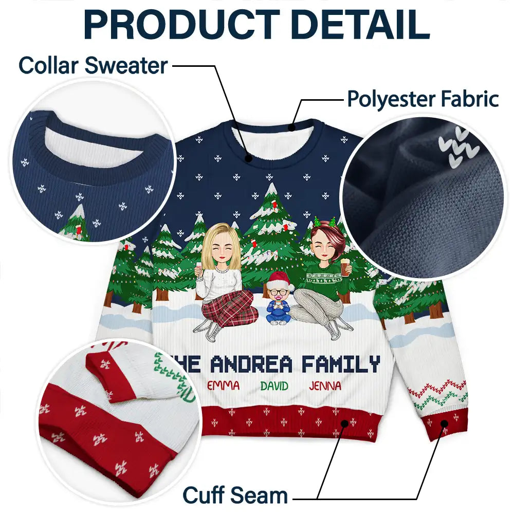 Christmas Pride Family In The Forest A Whole Lot Of Love - Personalized Unisex Ugly Sweater