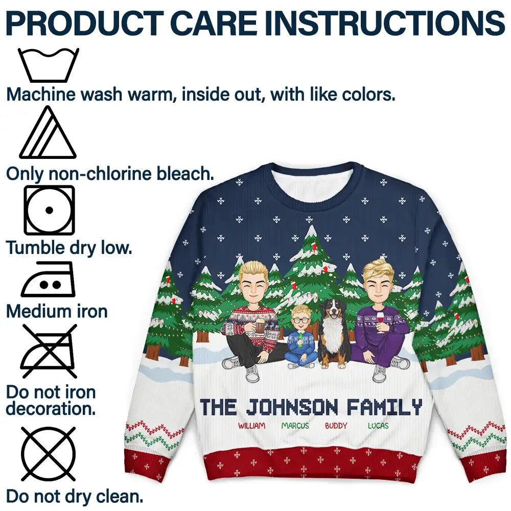 Christmas Pride Family In The Forest A Whole Lot Of Love - Personalized Unisex Ugly Sweater