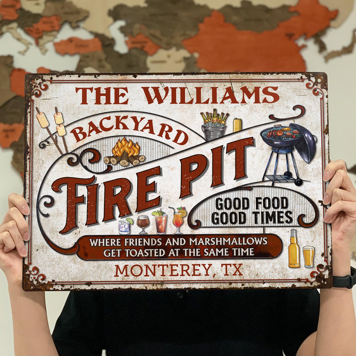 Personalized Fire Pit Get Toasted Custom Classic Metal Signs