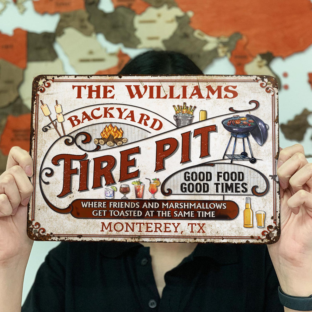 Personalized Fire Pit Get Toasted Custom Classic Metal Signs