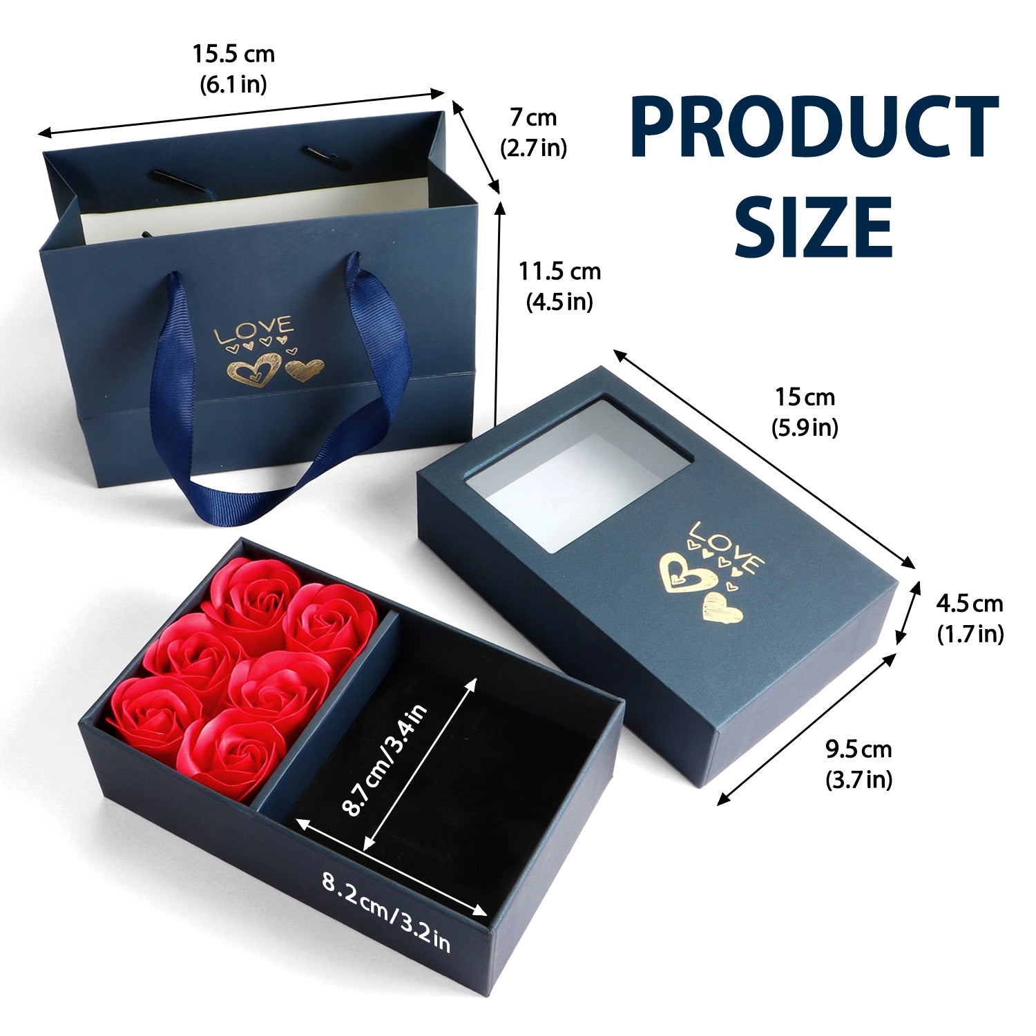 Gift Box With Red Rose - Paper Gift Box For Keychain, Leather Photo Keychain