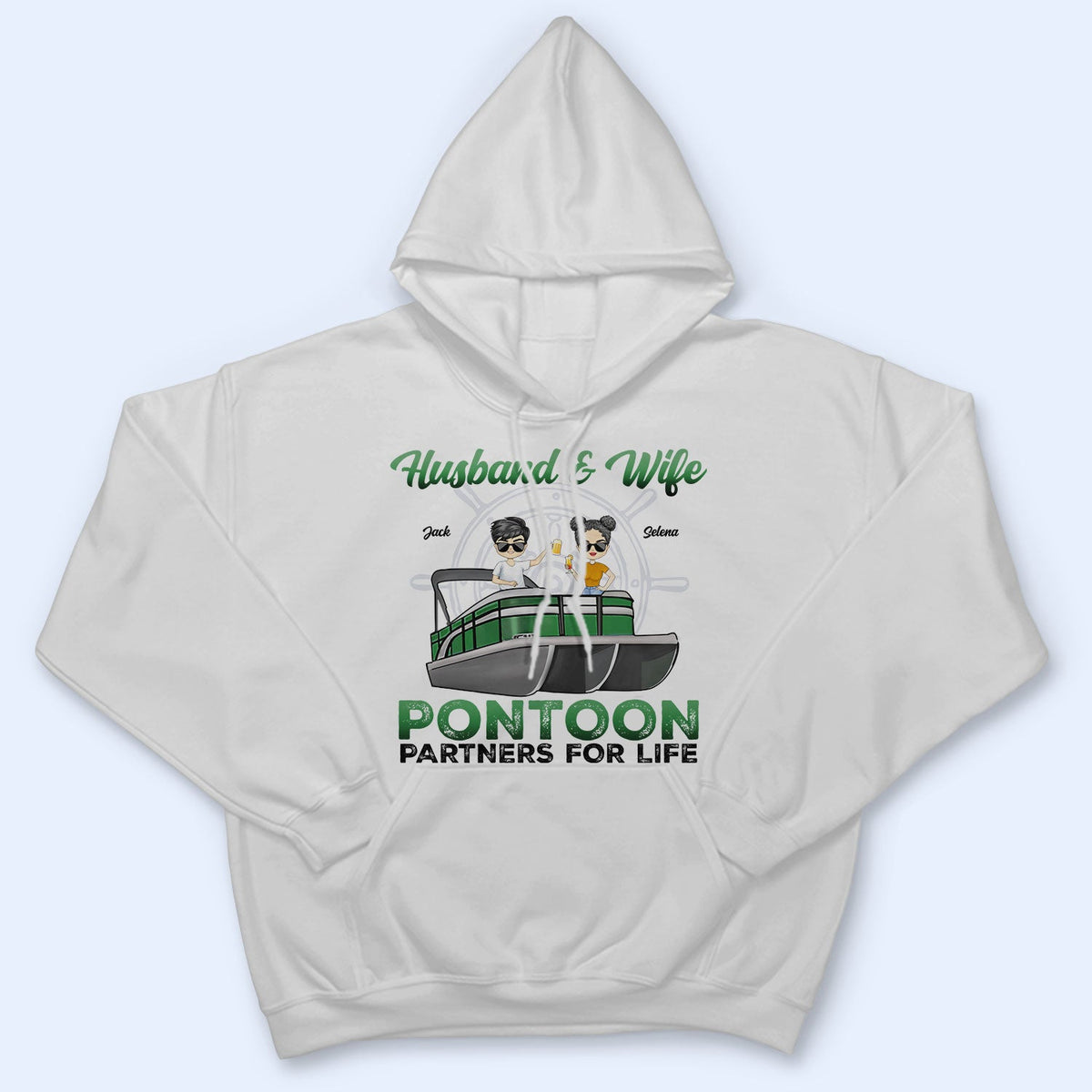 Boating Husband & Wife Pontoon Partners For Life - Traveling, Cruising Gift For Couples, Pontooning Lovers, Beach Lovers, Travelers - Personalized Custom T Shirt