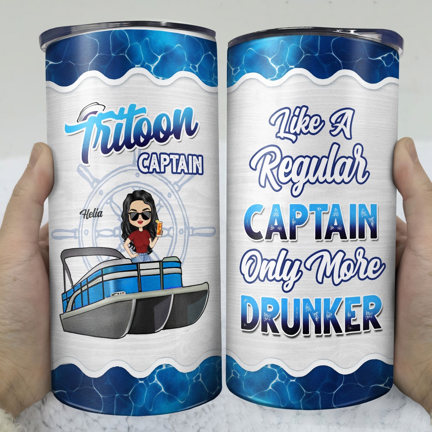 Boating Pontoon Captain - Birthday, Traveling, Cruising Gift For Pontooning Lovers, Lake Lovers, Travelers - Personalized Custom 4 In 1 Can Cooler Tumbler