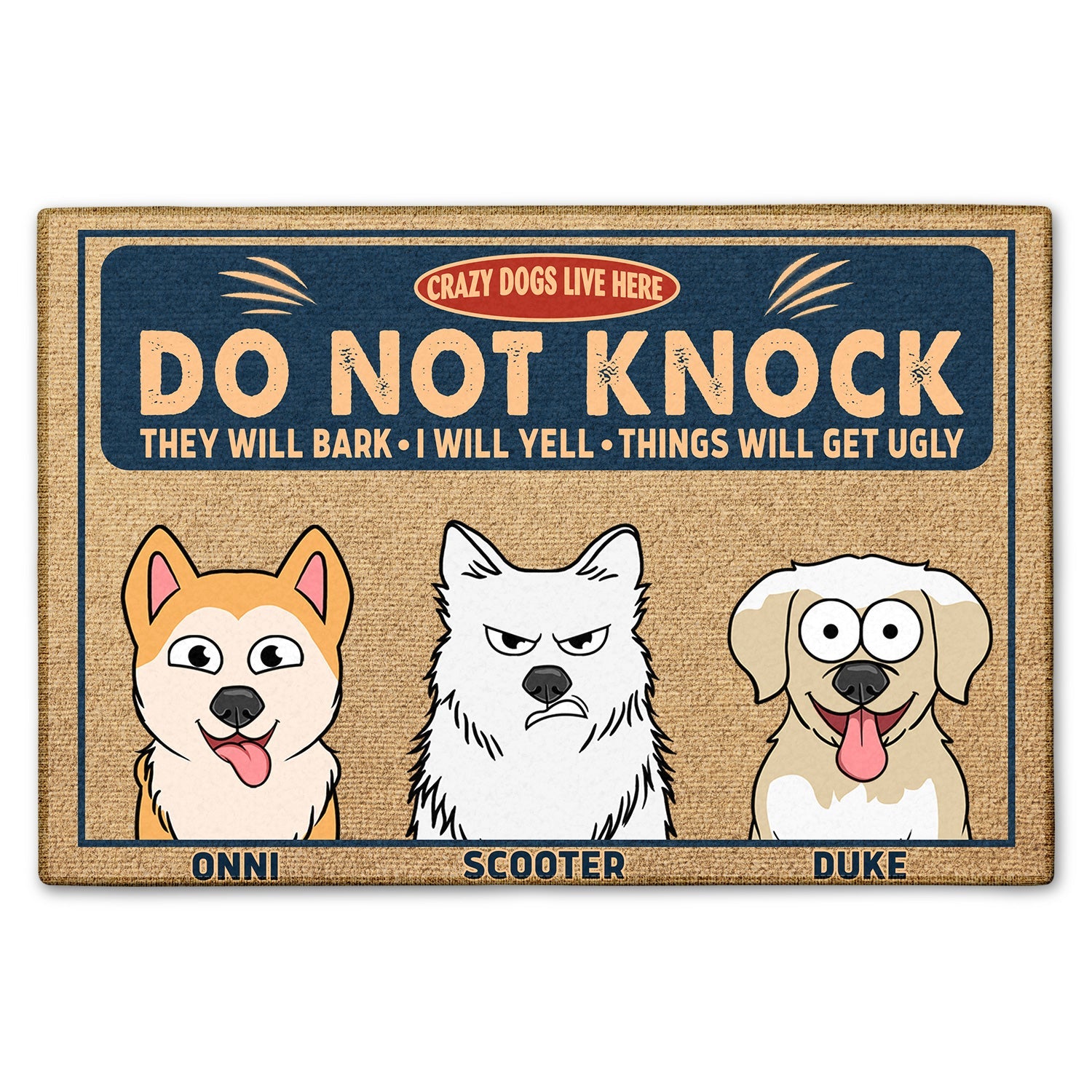 Crazy Dogs Live Here Do Not Knock - Home Decor Gift For Dog Lovers - Personalized Doormat