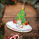 On The Naughty List & We Regret Nothing Funny Cartoon Cats - Christmas Gift For Cat Lovers - Personalized Custom Shaped Wooden Ornament