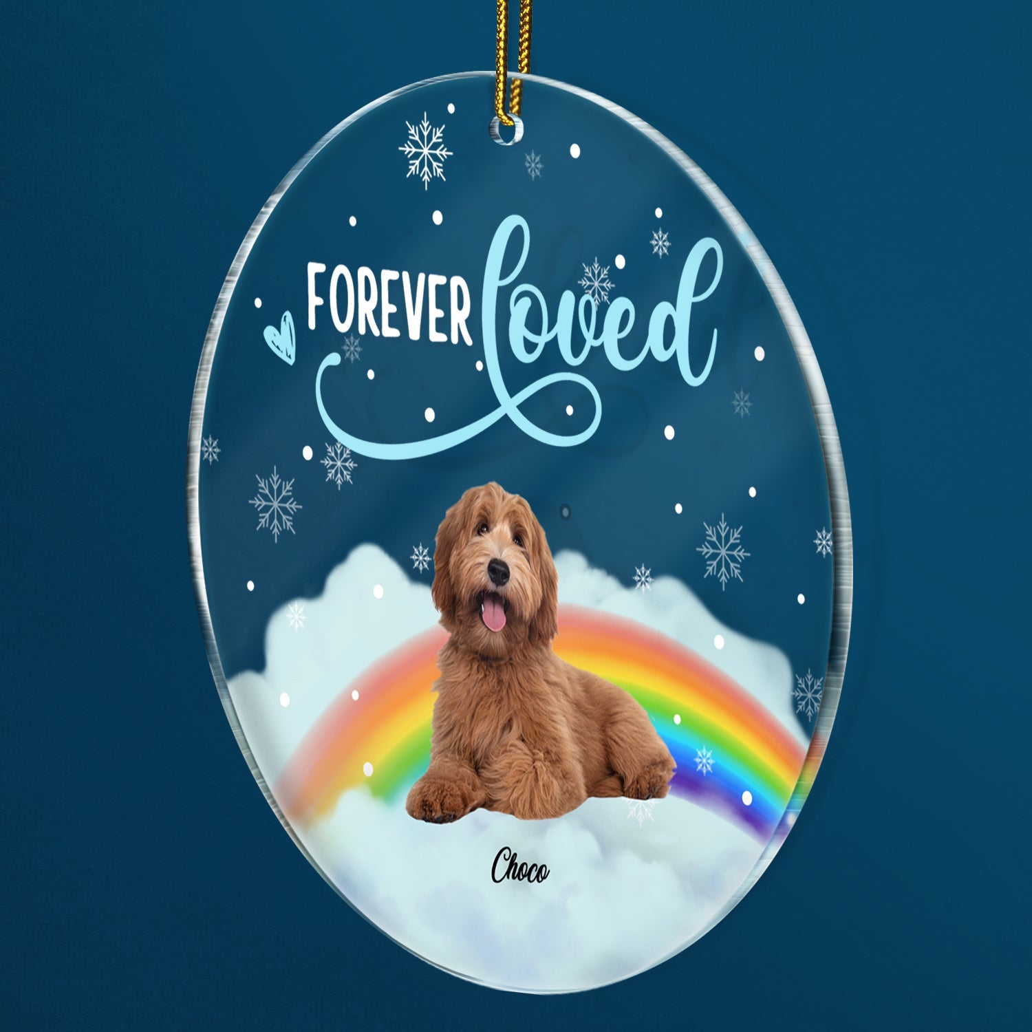 Custom Photo Forever Loved - Christmas Memorial Gift For Dog Lovers - Personalized Circle Acrylic Ornament