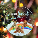 Custom Photo Forever Loved - Christmas Memorial Gift For Dog Lovers - Personalized Circle Acrylic Ornament