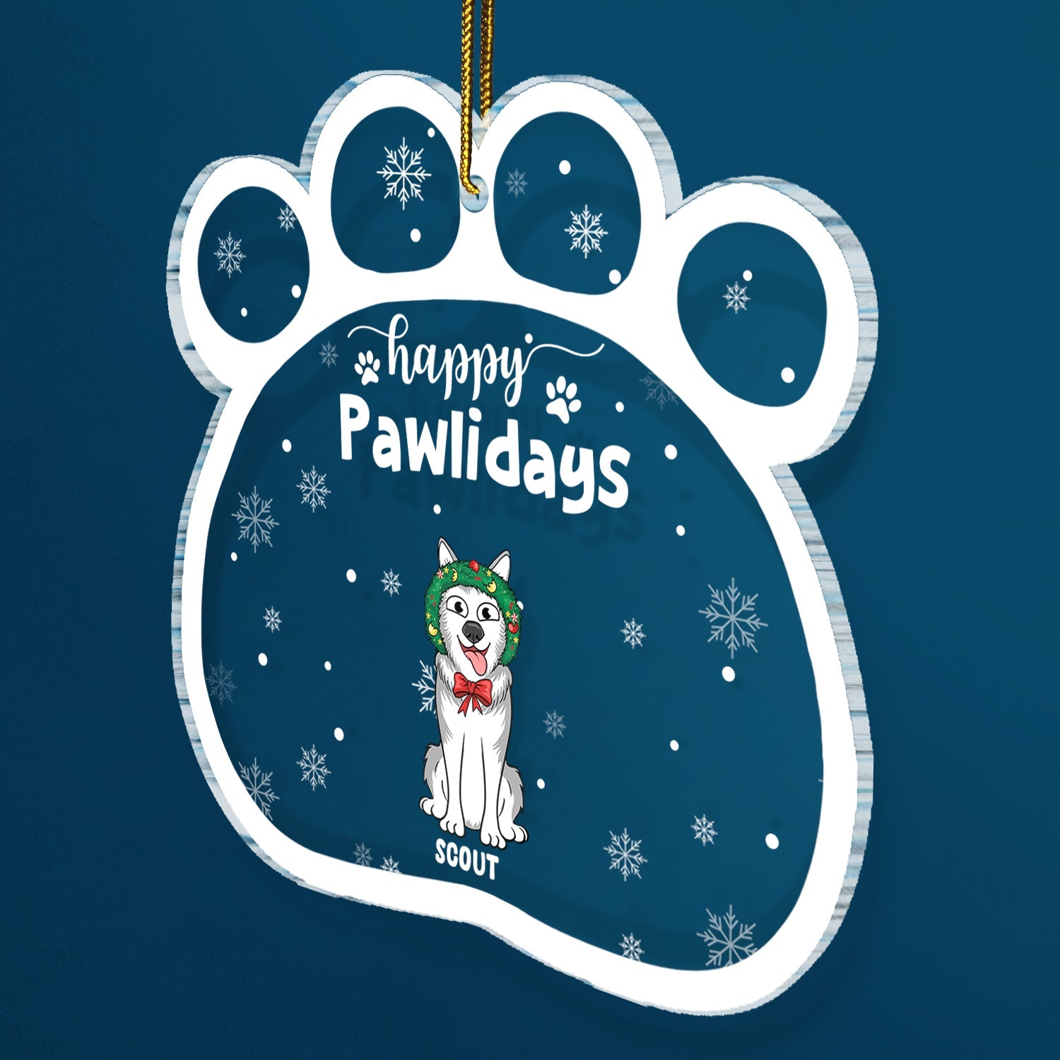 Happy Pawlidays Funny Cartoon Dogs Cats - Christmas Gift For Pet Lovers - Personalized Custom Shaped Acrylic Ornament