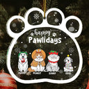 Happy Pawlidays Funny Cartoon Dogs Cats - Christmas Gift For Pet Lovers - Personalized Custom Shaped Acrylic Ornament