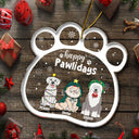 Happy Pawlidays Funny Cartoon Dogs Cats - Christmas Gift For Pet Lovers - Personalized Custom Shaped Acrylic Ornament