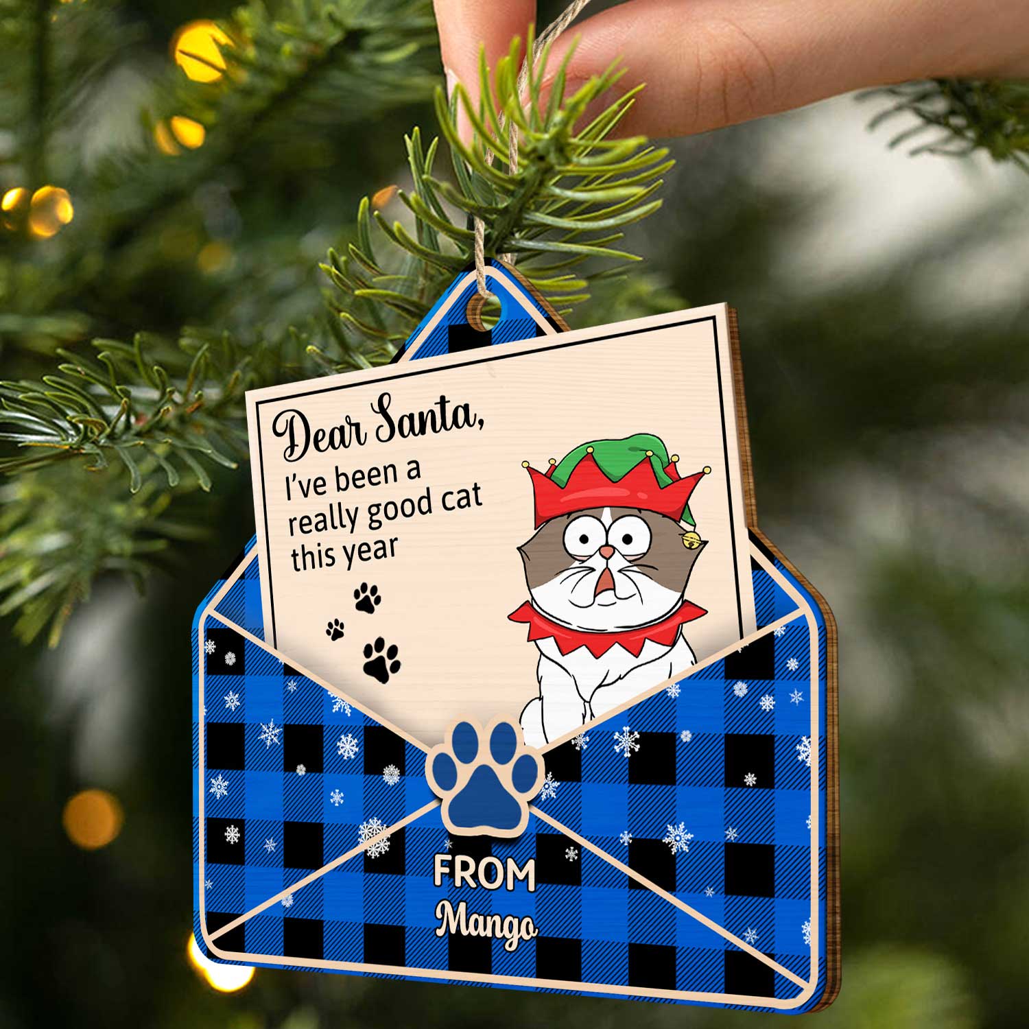 Letter To Santa From Funny Cartoon Cats - Christmas Gift For Cat Lovers - Personalized Custom Shaped Wooden Ornament