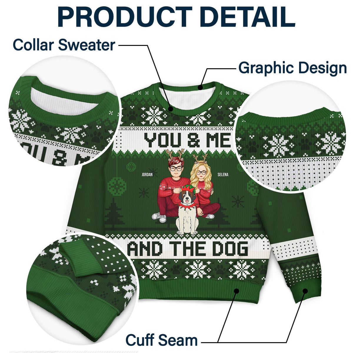 Couple You & Me And The Fur Babies Cartoon Style - Christmas Gift For Pet Lovers, Dog Lovers, Cat Lovers - Personalized Unisex Ugly Sweater