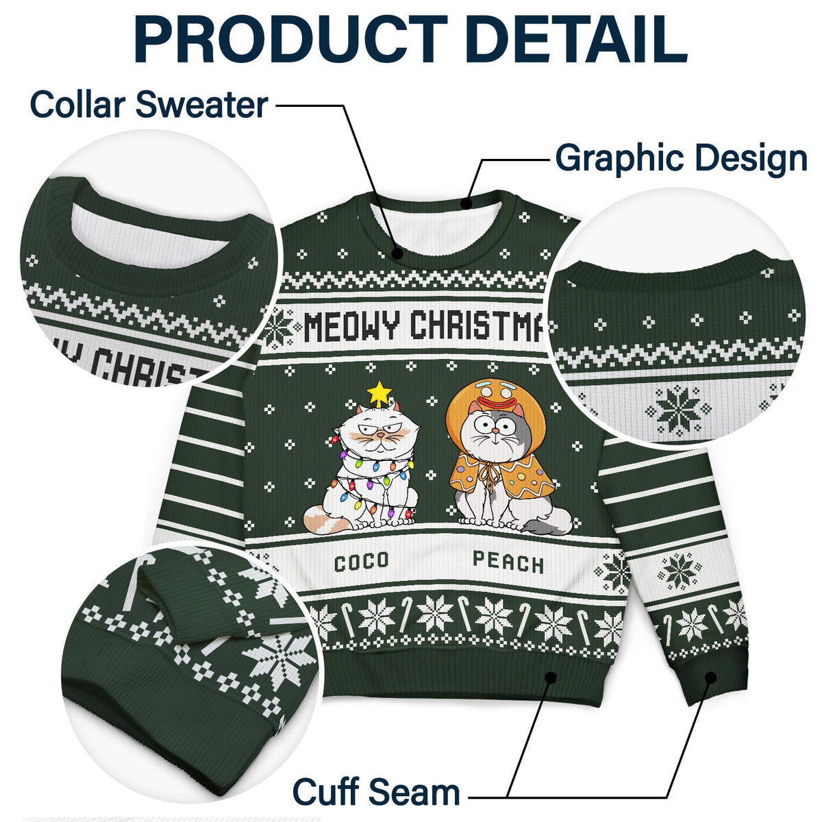 Meowy Christmas - Christmas Gift For Cat Lovers - Personalized Unisex Ugly Sweater