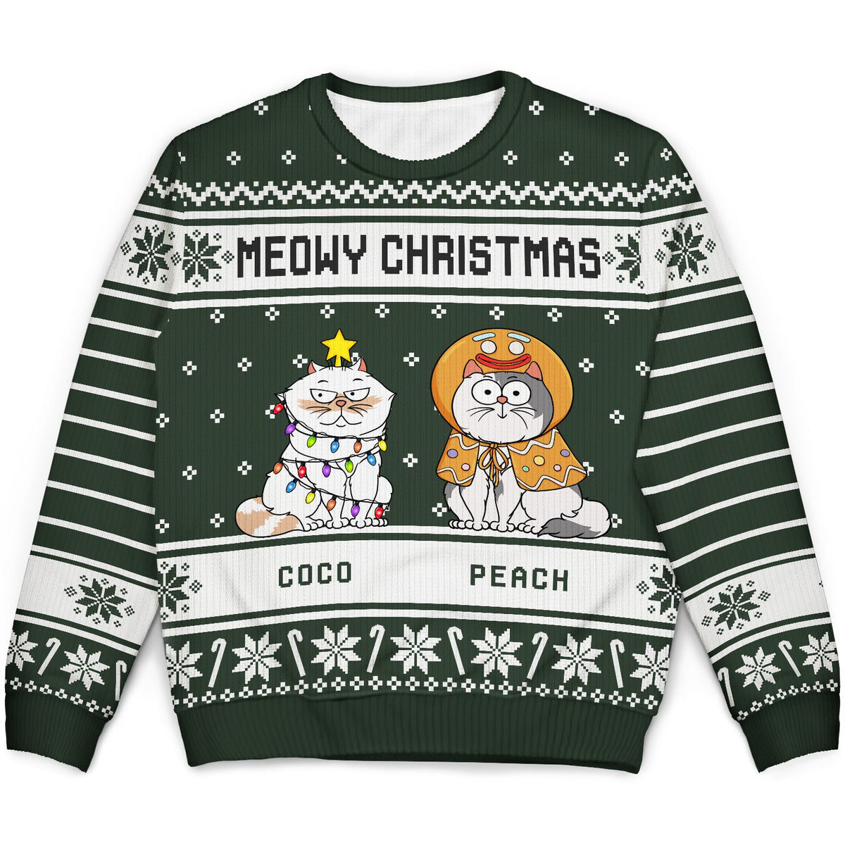 Meowy Christmas - Christmas Gift For Cat Lovers - Personalized Unisex Ugly Sweater