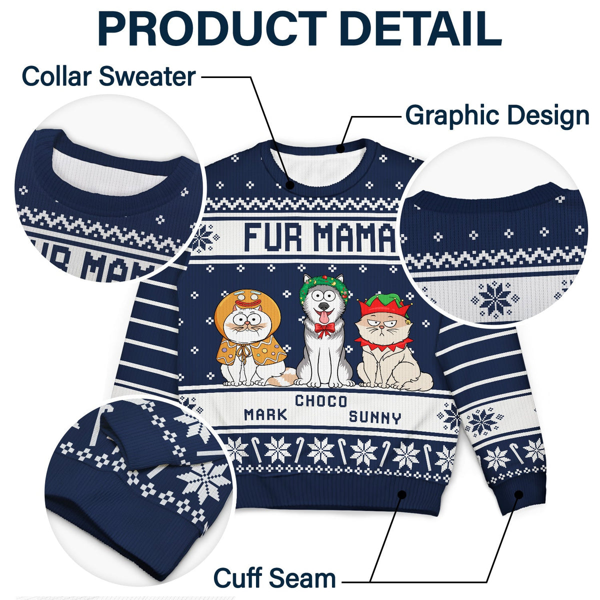 Santa Paws Green Pattern - Christmas Gift For Pet Lovers - Personalized Unisex Ugly Sweater