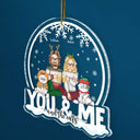 You & Me And The Cats Snow Globe - Christmas Gift For Cat Lovers, Couples - Personalized Custom Shaped Acrylic Ornament